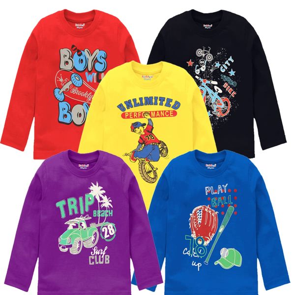 kiddeo Boys Full Sleeve t Shirts(2k18)(03)(Pack of 5)