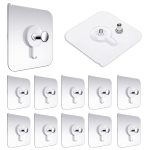Misamo Enterprise Wall Hooks Without Drilling Waterproof Hooks for Bathroom Shower Kitchen Keys Door Outdoor Home Improvement Utility Hook (Pack of 10, Photo Frame Hook) Clear, Stainless Steel