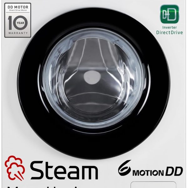 LG 8 Kg 5 Star Steam, Inverter Direct Drive Technology, 6 Motion DD, Fully-Automatic Front Load Washing Machine (FHB1208Z2W, Dial + Full Touch Buttons & LED Display, Essence White)