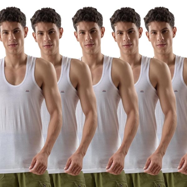 LUX VENUS Vest for Men White | 100% Cotton | Pack of 5