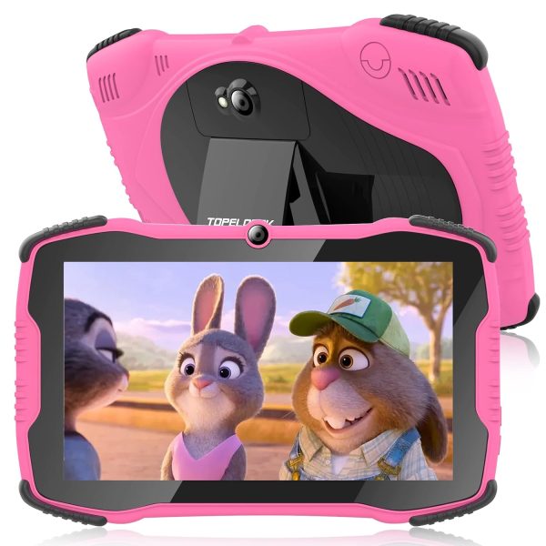 TOPELOTEK Kids Tablet for Toddlers 7IN Children's Tablets with Case Included, Educational Tablets for Kids with WiFi, Dual Camera, Parental Controls, Shock Proof Child Tablet for Toddler Boys Girls