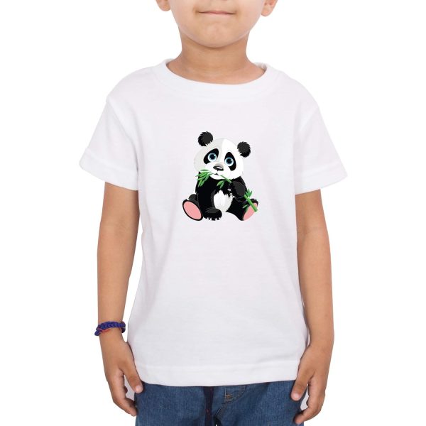 FADE COLLECTION - Black Panda Design Printed Colored Gift Cartoon Kids Cotton T-Shirt(Boys/Girls) (9-10 Years, White)