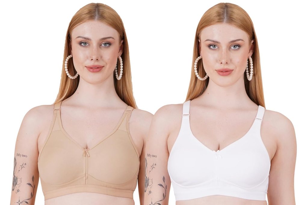 Celary Women's Bra Super Combed Cotton Blend Non Padded ||Minimiser|| Wirefree Everyday use|| Soft Fabric Bra for Women ||Fresh Colour 2 Piece Combo