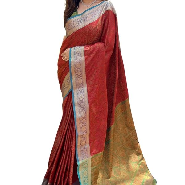 Pandadi Saree Women's Kanjivaram Pure Handloom Soft Silk Saree With Blouse Piece