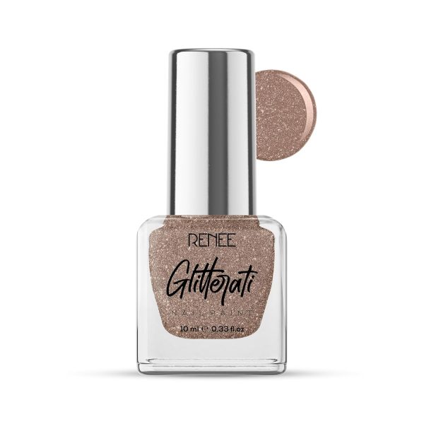 RENEE Glitterati Nail Paint - Copper Crush 10ml, Quick Drying, Glittery Finish, Long Lasting, Chip resisting Formula with High Glitter & Full Coverage, Acetone & Paraben Free
