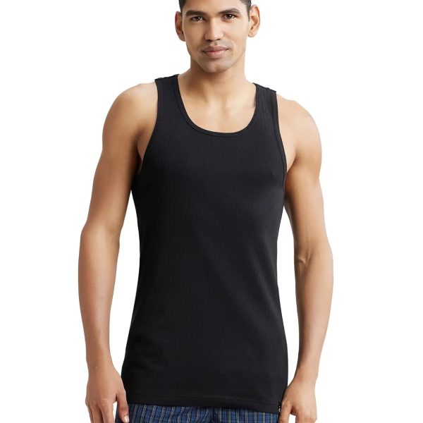 Jockey 9922 Men's Super Combed Cotton Rib Slim Fit Racer Back Styling Round Neck Gym Vest