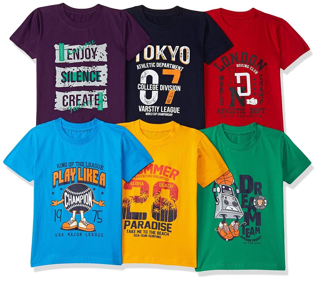 T2F Boy's Plain Regular fit T-Shirt (Pack of 6)