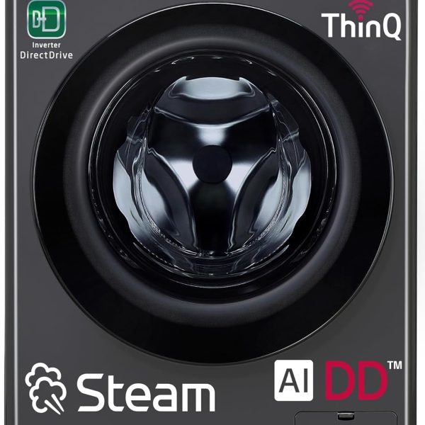 LG 9 Kg, 5 Star, AI Direct Drive Technology, Steam, 6 Motion DD & Wi-Fi Fully-Automatic Front Load Washing Machine (FHP1209Z5M, Intelligent & Convenient Fabric Care, Allergy Care, Middle Black)