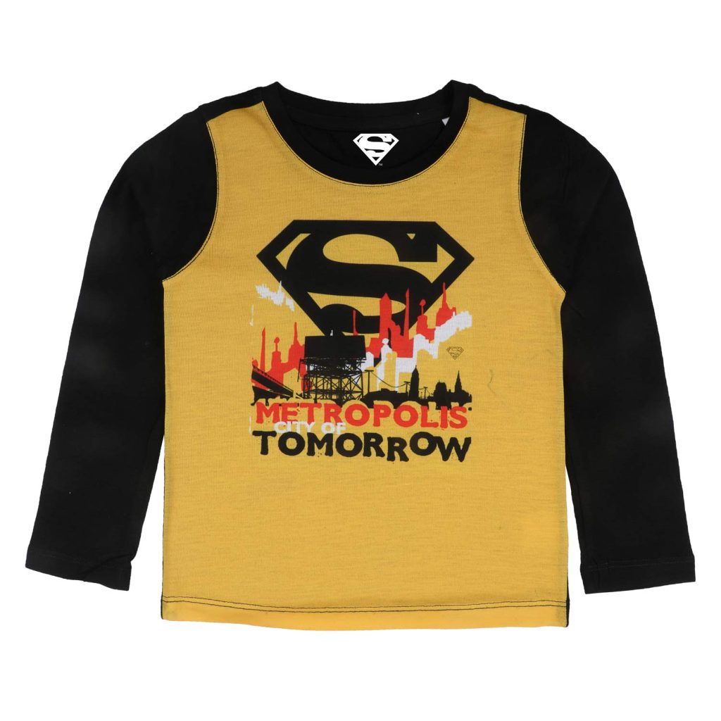 Superman by Wear Your Mind Boy's Plain Regular fit Long Sleeve Top (WB.SM.BTF011.2_Yellow 2-3Y)