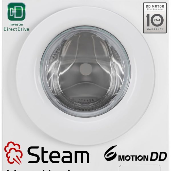 LG 7 Kg, 5 Star, Steam, Inverter Direct Drive Technology, 6 Motion DD, Fully-Automatic Front Load Washing Machine (FHB1207Z2W, Remove Allergens & Tough Stain, In-Built Heater, Essence White)