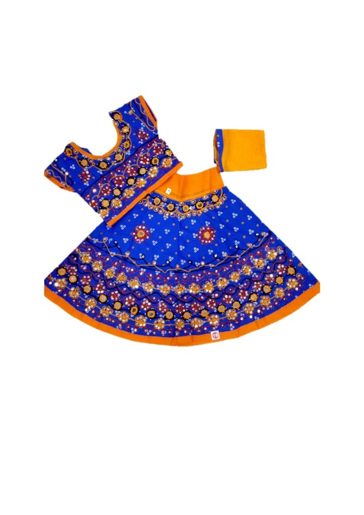 Anchal Collection Lehanga Choli For Kids Girl 100% Cotton(Blue Colour)(3 years)