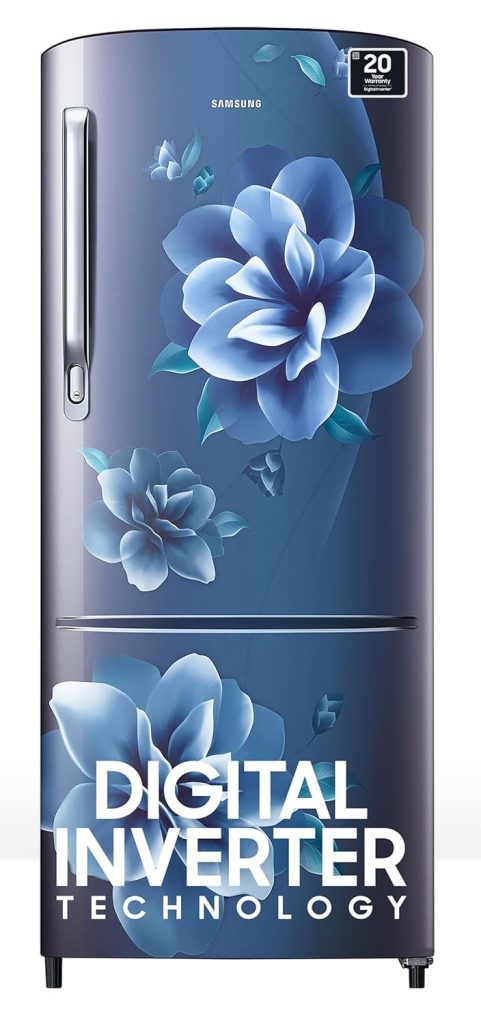 Samsung 183 L, 4 Star, Digital Inverter, Direct-Cool Single Door Refrigerator (RR20C1724CU/HL, Camellia Blue)