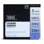 ThriveCo Natural Black 5-Minute Coloring Shampoo | 100% Grey Coverage - 20ml X 4 | Ammonia-Free | Infused with Hyaplex™ | Hydrates Hair & Delivers Deep, Long-Lasting Color | 80 ML