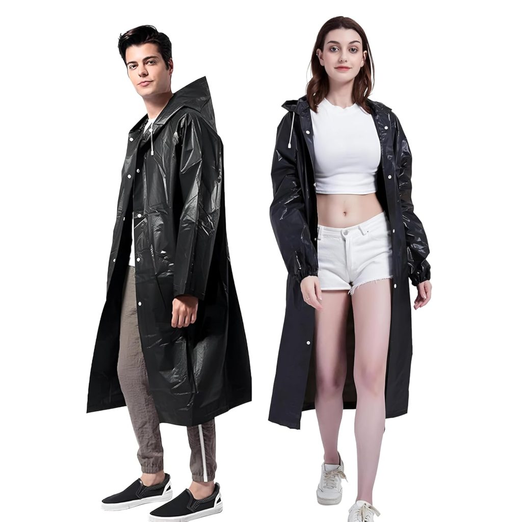 Pivalo EVA Waterproof Rain Coat Hooded Universal Outdoor Water Resistant Portable Suit for Men Women Boys & Girls (Universal Size,1 Pc Black)