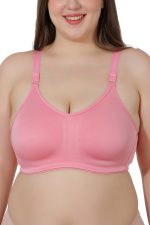 MAROON Cotton Satin Blend Seamless Non Padded Non-Wired Full Coverage Women Minimizer Bra