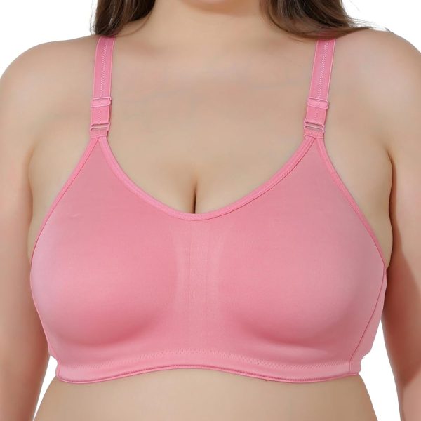 MAROON Cotton Satin Blend Seamless Non Padded Non-Wired Full Coverage Women Minimizer Bra
