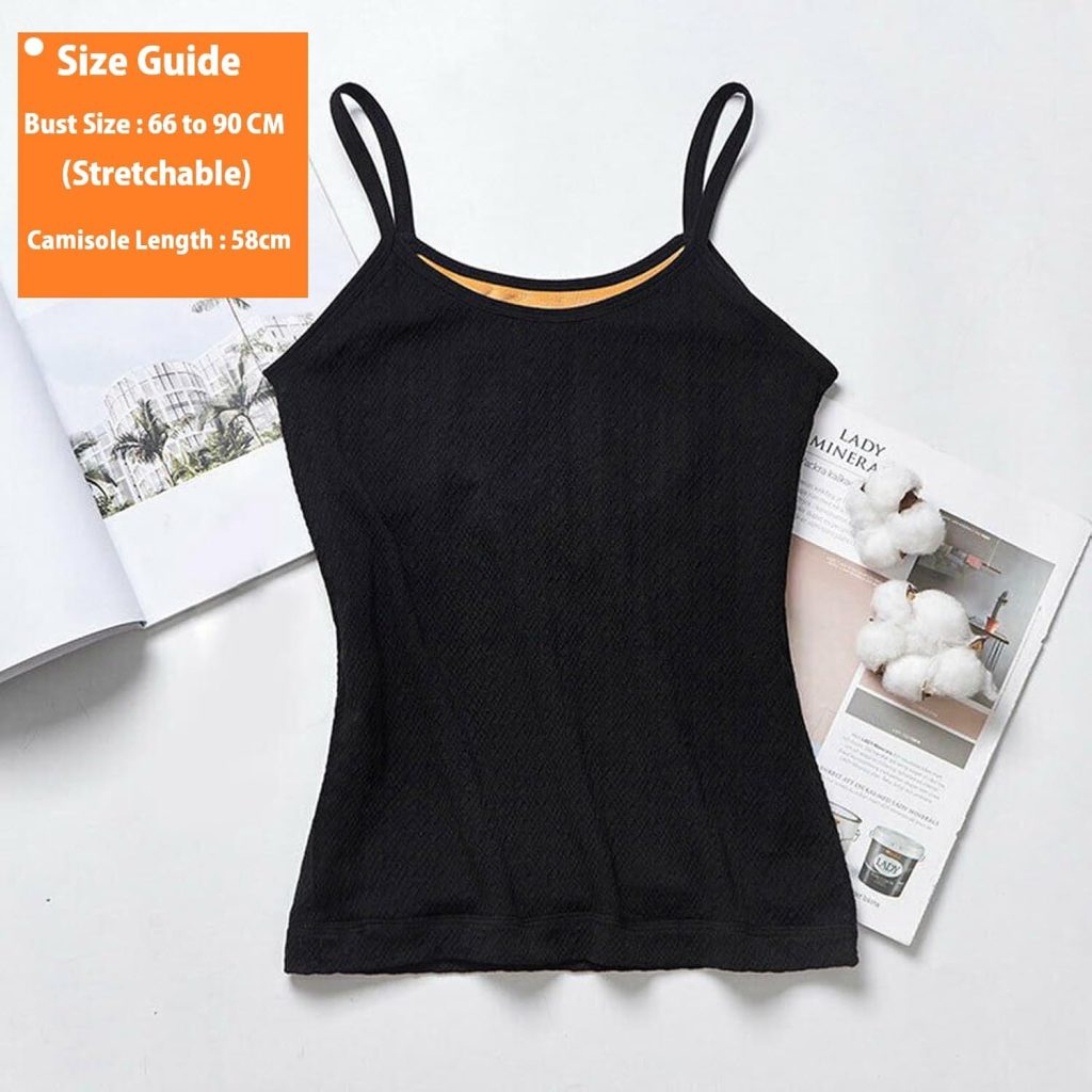 HSR Women's Thermal Underwear Tops Thicken Plus Velvet Camisole Apricot Sexy Stretchy Slim-Fit Body Shaper Vest Shirt (Free Size) (Bust Size : 66 to 90 CM) Stretchable