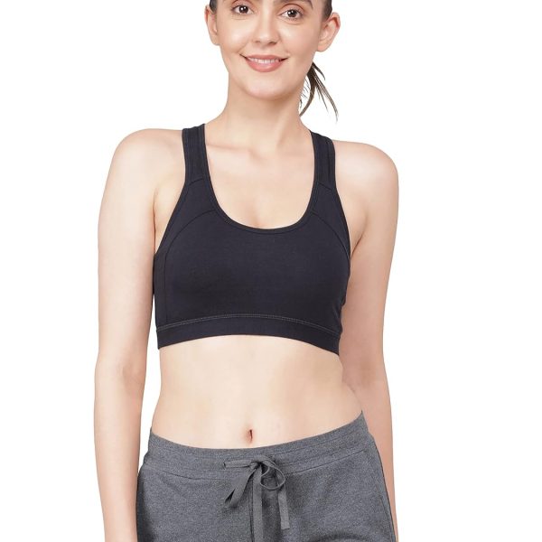 Jockey 1380 Active Bra | Wirefree | Padded | Racer Back Styling | Super Combed Cotton Fabric (Prints May Vary)