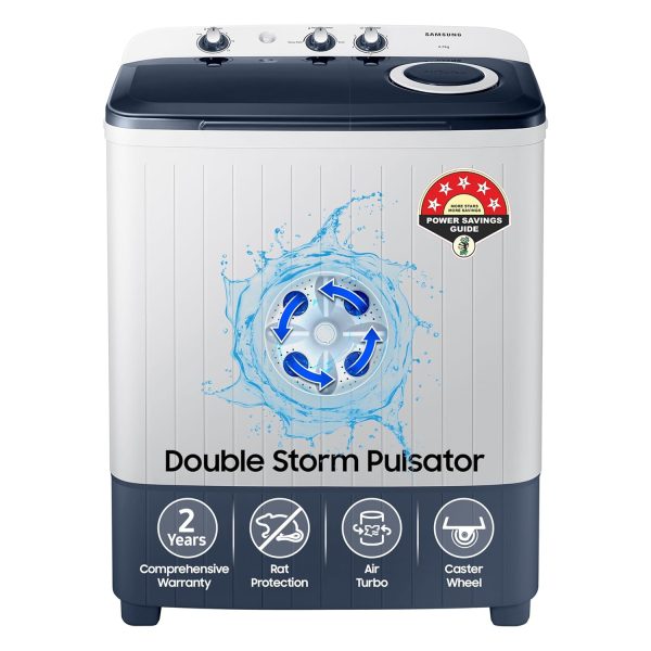Samsung 6.5 kg, 5 star, Semi-Automatic Top Load Washing Machine (WT65R2200LL/TL, Air Turbo Drying, LIGHT GRAY)