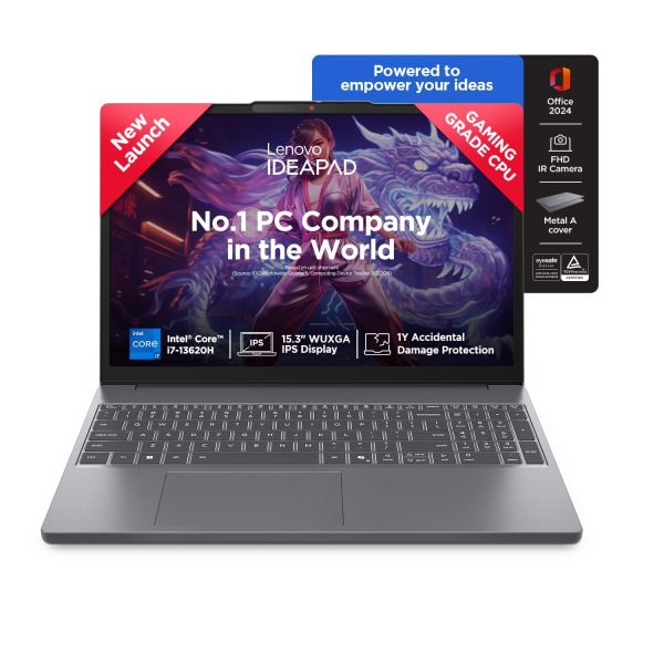 Lenovo Smartchoice Ideapad Slim 3 13Th Gen Intel Core I7-13620H 15.3 Inch(38.8Cm) WUXGA IPS Laptop(16GB RAM/512GB SSD/Windows 11/Office Home 2024/Backlit Keyboard/1Yr ADP Free/Grey/1.6Kg),83K100CJIN
