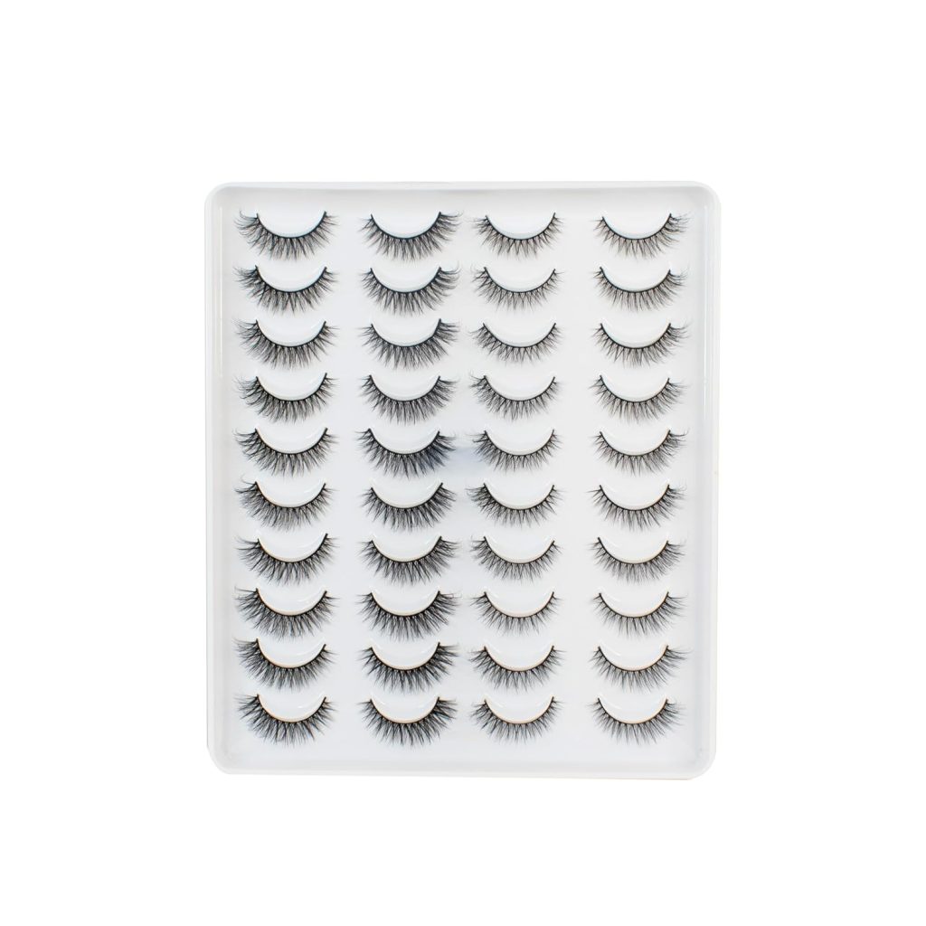 ONMO Beauty False Eyelash For Women-Natural & Lightweight 20 Pair Faux Mink Fake Eyelashes/Soft & Comfortable Black Reusable Cat Eye Lashes extension/Long Lasting Eye Makeup Lash-(Love)