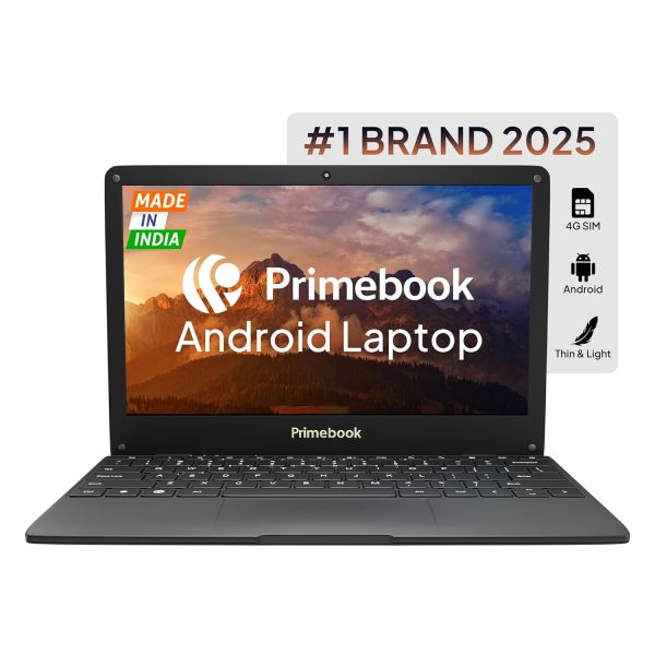 Primebook S 4G, 2025(New, WiFi+4G) Android Based MediaTek MT8788 - (PrimeOS) 4G SIM Slot, Thin and Light Laptop (11.6 Inch, 1.065 Kg, Type C, USB, HDMI, MicroSD) (4GB/128GB eMMC Storage, Black)