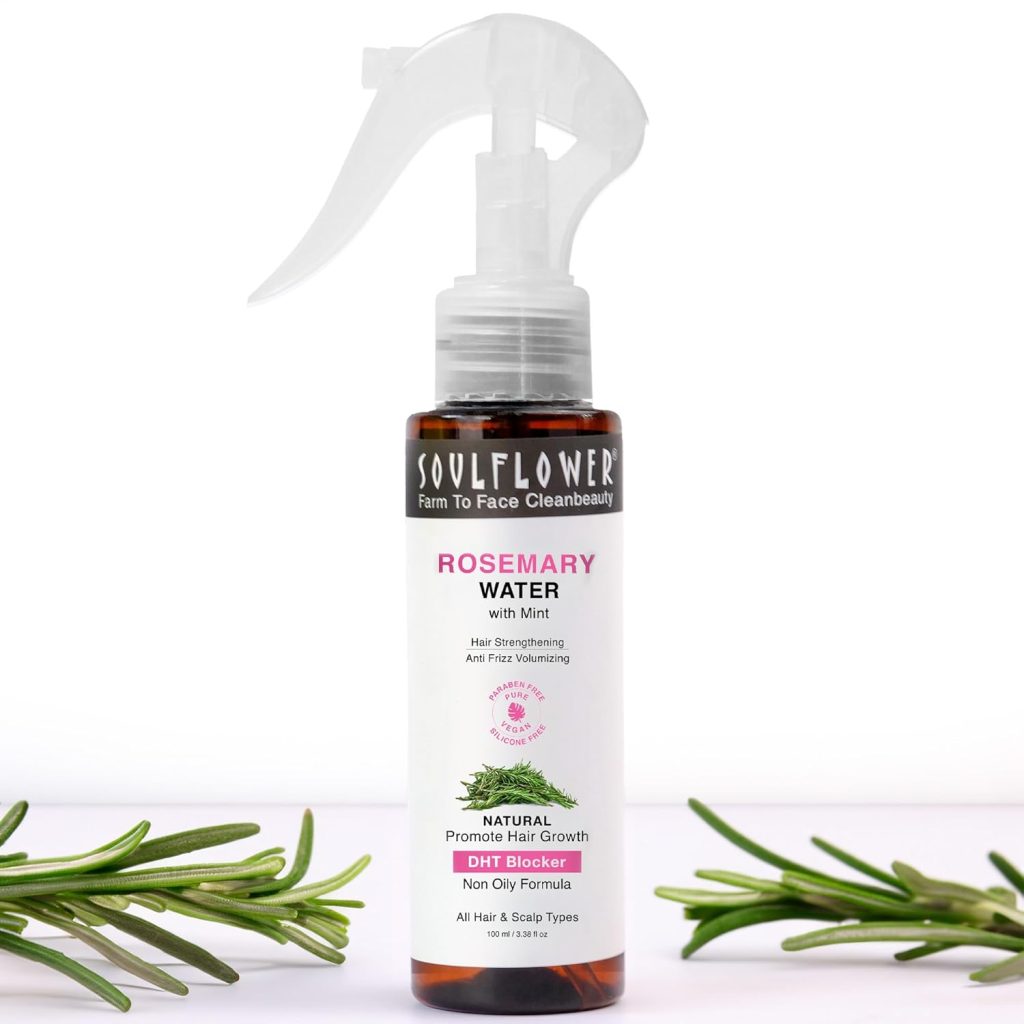 Soulflower Rosemary Water Spray for Hair Growth | Niacinamide & Mint | Hair Regrowth Spray | Instant Shine | Strengthens Hair Roots & Strand | Anti Hair Fall Cooling & Relaxing | All Hair Types 100ml