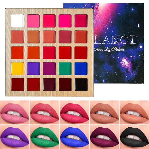 COSLUXE Lip Makeup Palette, Long Lasting Wear Lip Care Moisturizing #DE'LANCI Lipstick Set,Pigmented Festival Halloween Body Face Paint 25 Colors,Professional Blendable Lip Makeup for Girl/Women/Kids-All Skin