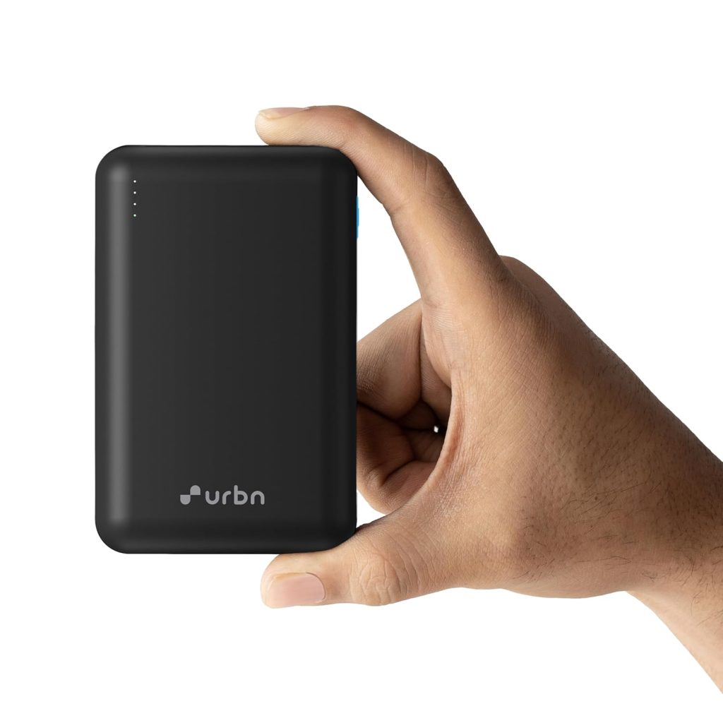 URBN 20000 mAh Premium Edition Nano Power Bank | Two-Way 22.5W Super Fast Charging | Pocket Size| Dual Type C Power Delivery (PD) Output + 1 USB Output for Quick Charge (Black) -USB Type C