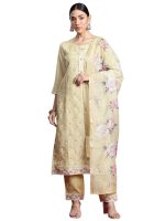 INDO ERA Women's Linen Kurta and Pant with Dupatta Set