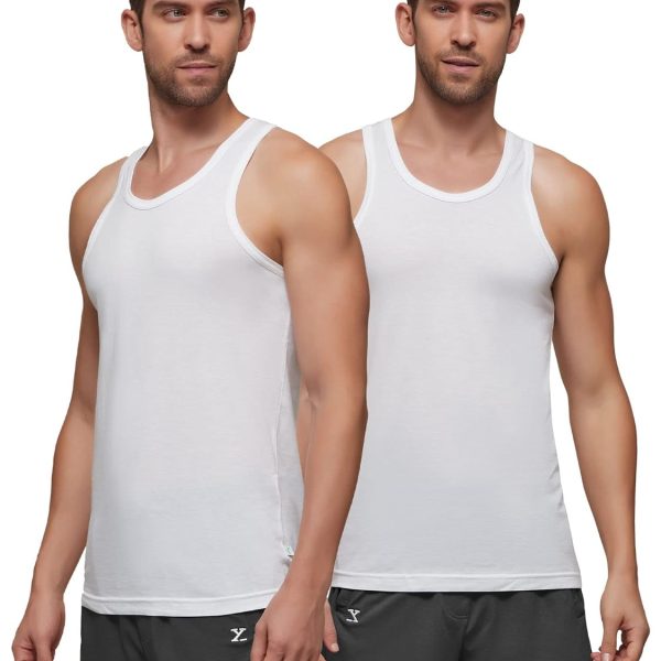 XYXX Men's Ace Cotton Modal Regular Fit Solid Round Neck Vest (Pack of 2)| Antimicrobial, Breathable, Ultralight Vest