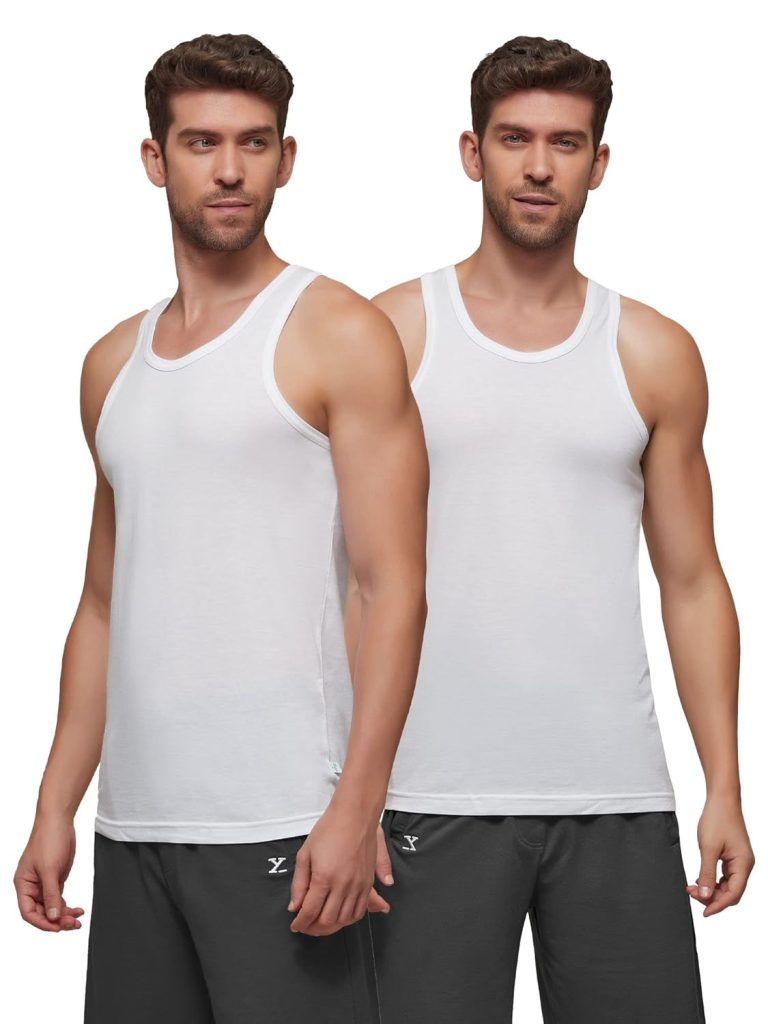 XYXX Men's Ace Cotton Modal Regular Fit Solid Round Neck Vest (Pack of 2)| Antimicrobial, Breathable, Ultralight Vest