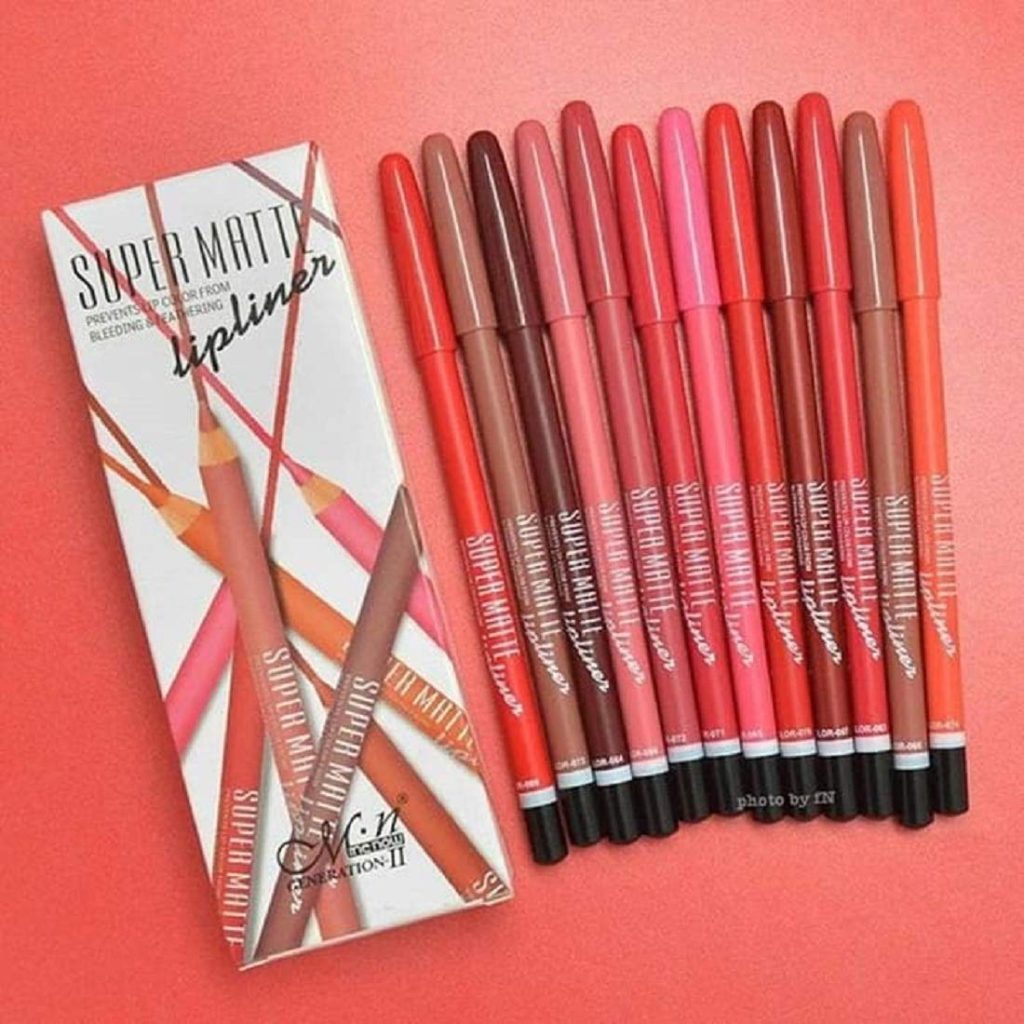 YENKY Waterproof Professional Multicolored Matte Super Lip Liner Pencil - (Set of 12)
