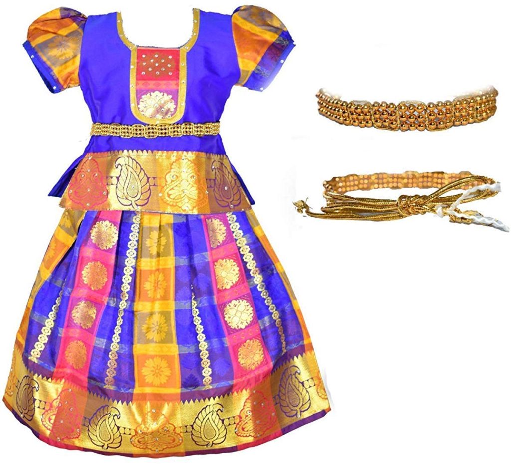 AMIRTHA FASHION Girls Traditional Lehenga Choli MADHURA CHILD PATTU WITH WAIST BELT (HWBM)