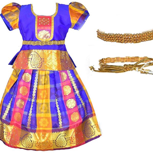 AMIRTHA FASHION Girls Traditional Lehenga Choli MADHURA CHILD PATTU WITH WAIST BELT (HWBM)