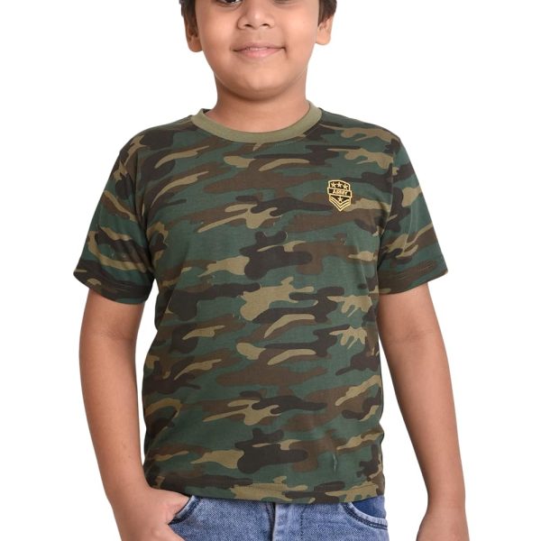Neo Garments Boys Cotton Camouflage Print Round Neck Half Sleeves T-Shirt