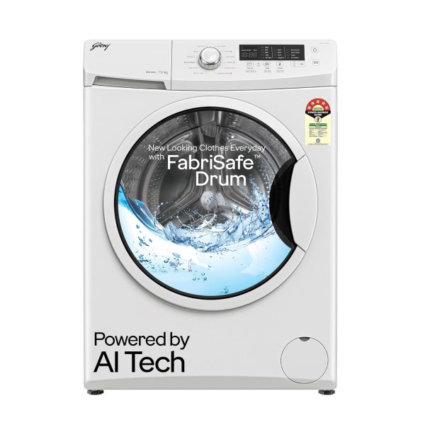 Godrej 7 Kg 5 Star, With AI Tech, I-Sense Technology Fully-Automatic Front Load Washing Machine (WFEON CRS 7010 5.0 FKEDM GLWH, Inbuilt Heater and FabriSafeâ„¢ Drum, Glacial White)