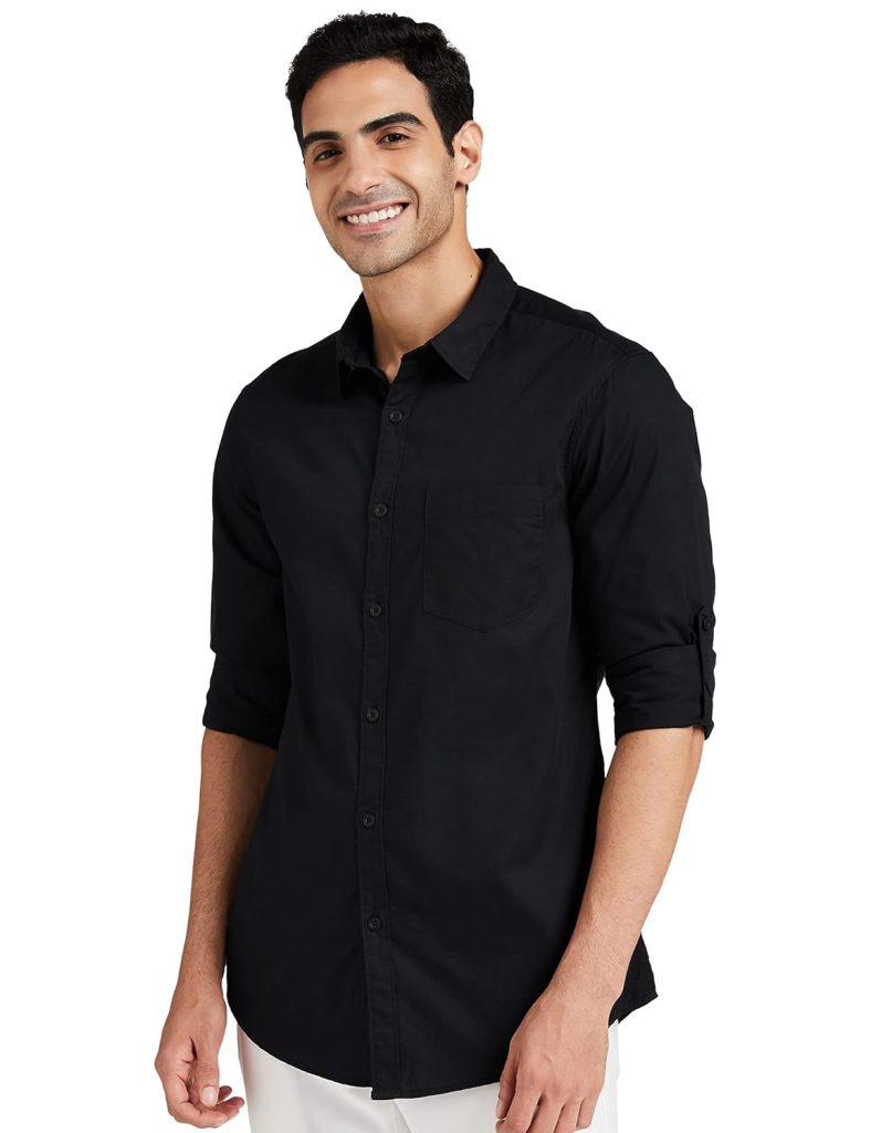 Amazon Brand - Symbol Men's Cotton Shirt | Casual | Plain | Full Sleeve | Summer - Regular Fit (Available in Plus Size and Combo Packs)