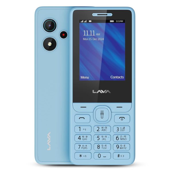 Lava A5 (2025) Dual SIM Keypad Mobile with 2.4'' Big Display | UPI Support, 1200mAh Battery | BOL Feature | Camera | Auto Call Recording | Glass Finish | and 7 Regional Languages - Blue