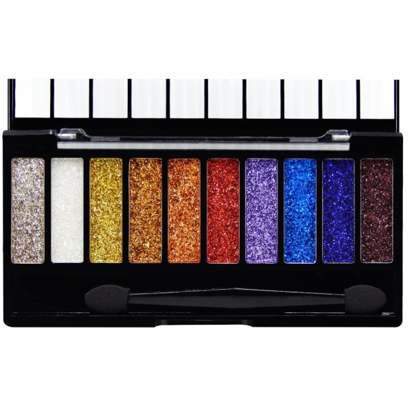 COSLUXE Glitter Eyeshadow Palette, 10 Colors Sparkle Shimmer Eye Shadow Highly Pigmented Long Lasting Makeup Palette 13g (03)