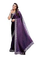 Yashika Women's Bollywood Satin Moss With Swarovski Stone Saree with Blouse |saree for Women | Silk Saree | New Sari | Latest Saree