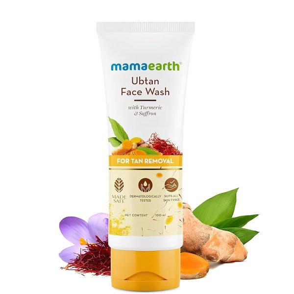 Mamaearth Ubtan Natural Glow Face Wash with Turmeric & Saffron | For Tan Removal & Skin brightening | SLS & Paraben Free | For All Skin Type | For Men & Women | 100 ml