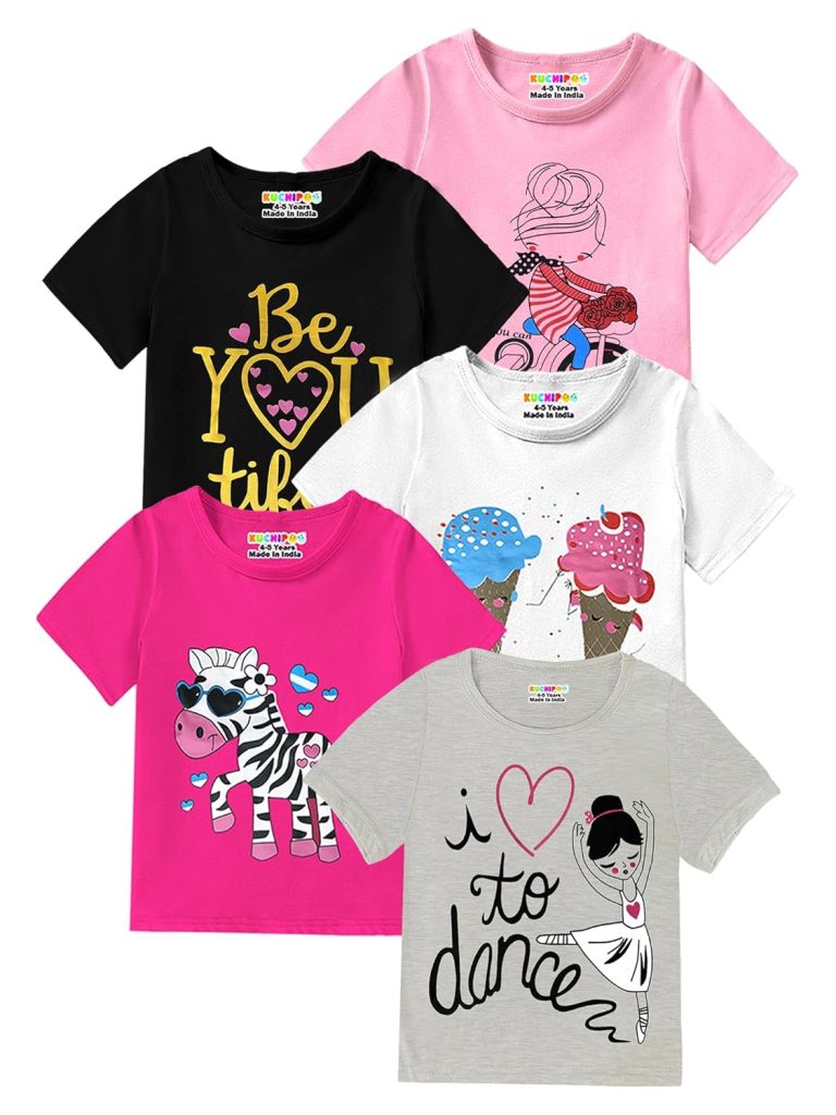 Kuchipoo Girls Regular Fit Cotton T-Shirt