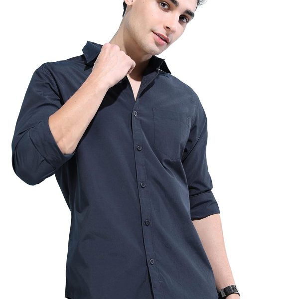 KETCH Men's Polyester Slim Fit Solid Full Sleeve Shirt