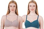 Celary Women's Bra Cotton Blend Lightly Padded|| Wirefree T-Shirt||Soft Pad for Daily use|| Every Day Use Bra || 2 Piece Combo