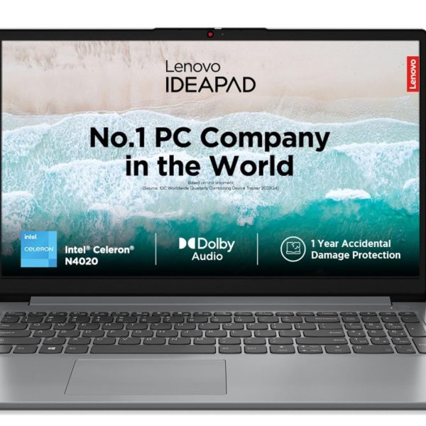 Lenovo IdeaPad Slim 1 Intel® Celeron® N4020 15.6 inch (39.6cm) Thin & Light Laptop (8GB RAM/512GB SSD/Windows 11 Home/Office Home & Student 2024/1Yr ADP Free/Cloud Grey/1.54Kg), 82V700L2IN