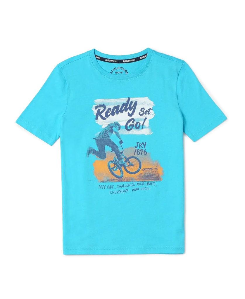 Jockey AB23 Boy's Super Combed Cotton Graphic Printed Half Sleeve Regular Fit T-Shirt (Prints May Vary)
