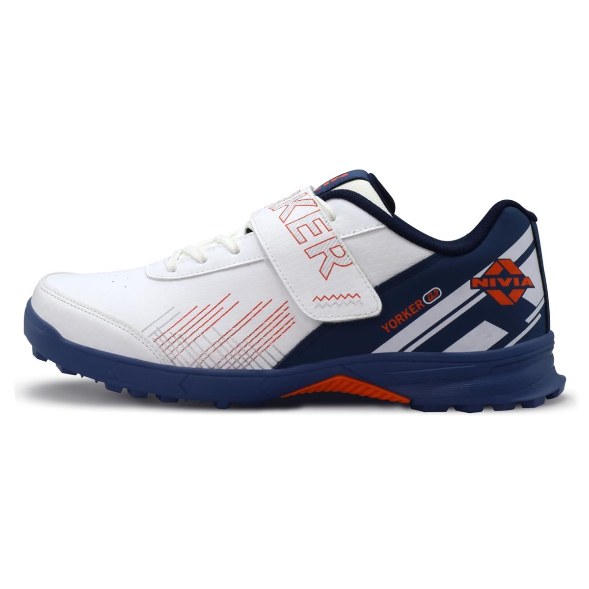 Nivia Yorker 2.0 Cricket Shoes for Men, Synthetic Leather Upper with Velcro Strap, Round Stud PVC Outsole, Die-Cut Soft NR EVA Sockliner