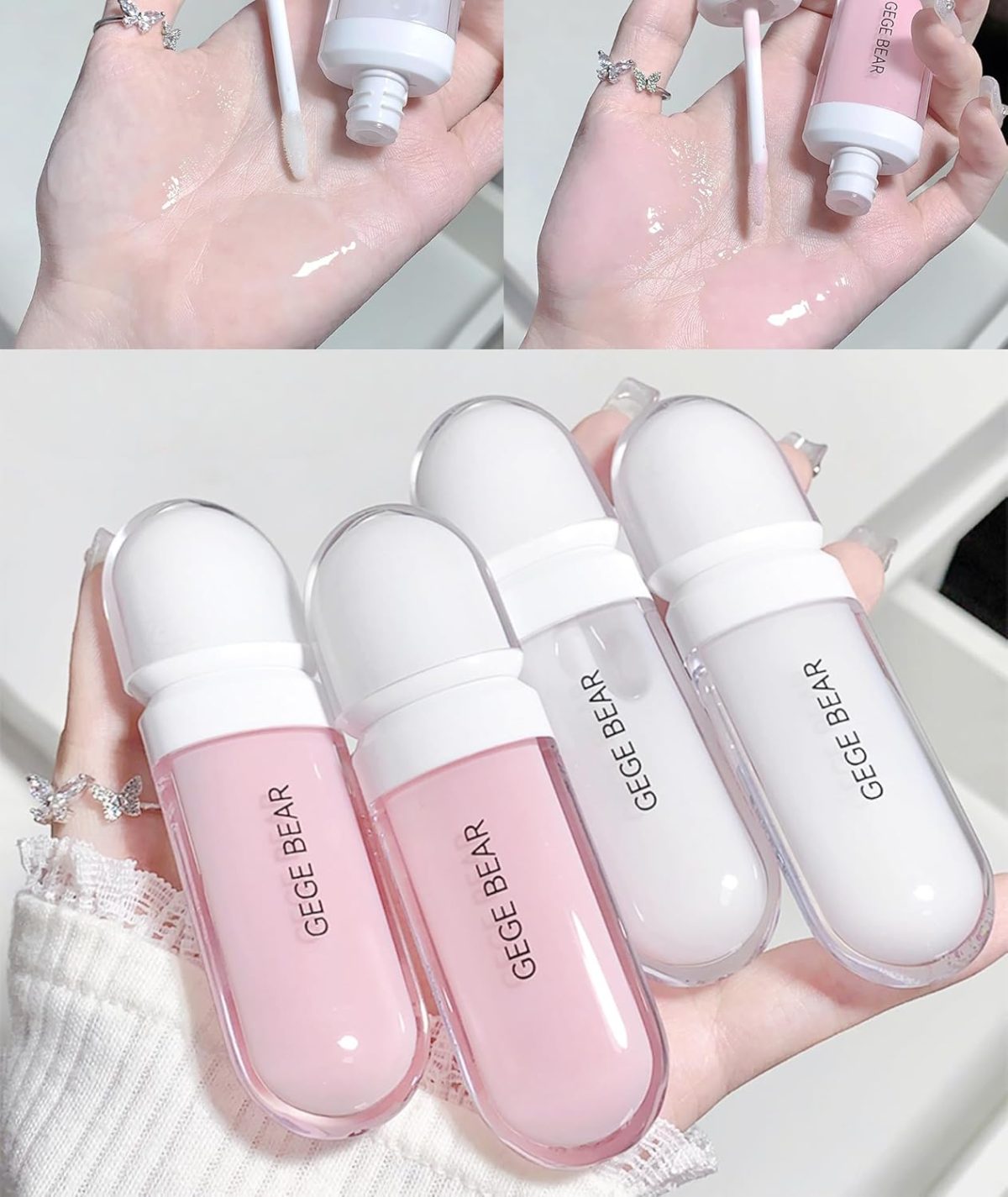 Gege Bear Clear and Moisturizing Lip Gloss - Hydrating Non-Sticky Lip Gloss for Soft & Plump Lips | High-Shine Transparent Gloss with Nourishing Formula | Lightweight Long-Lasting Lip oil & Lip Enhancer | Glossy Lip Tint for Women & Girls | Korean Beauty Lip Care for Smooth & Radiant Lips (#01 Light Pink, 6.5g)