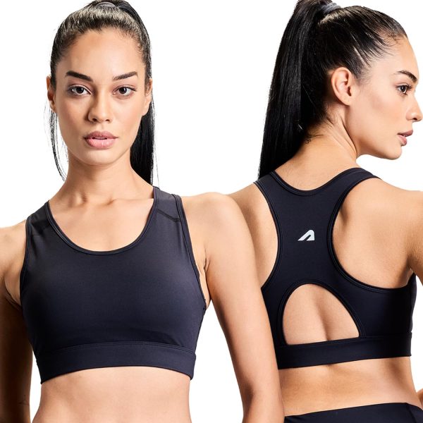 Boldfit Nylon Spandex Removable Padded Sports Bra for Women Gym Sports Bra for Girls Workout Full Coverage Padded Sports Bra for Gym Yoga Running Scoop Neck Elastic Bottom Band Support
